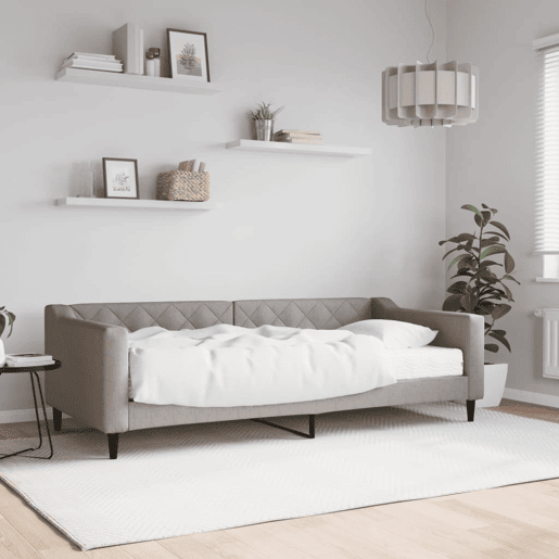 Sofá-cama, Sofá conversível com colchão 90x200 cm tecido cinzento-acastanhado