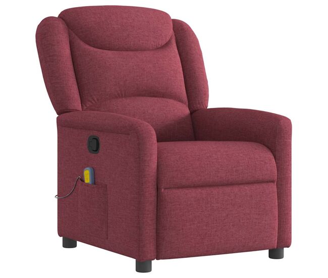 Sillón de masaje reclinable - sillón relax de tela color vino tinto