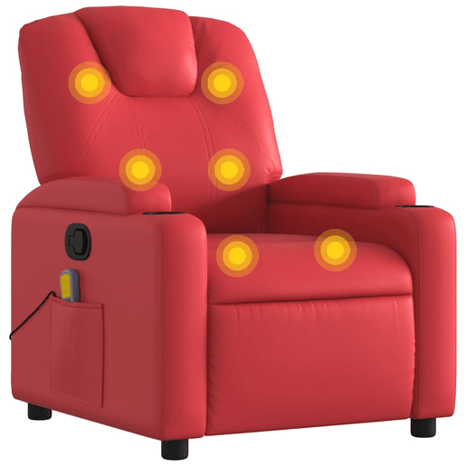 Poltrona de massagens reclinável - Poltrona relax couro artificial vermelho