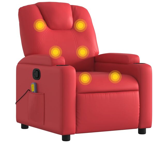 Sillón de masaje reclinable - sillón relax cuero sintético rojo