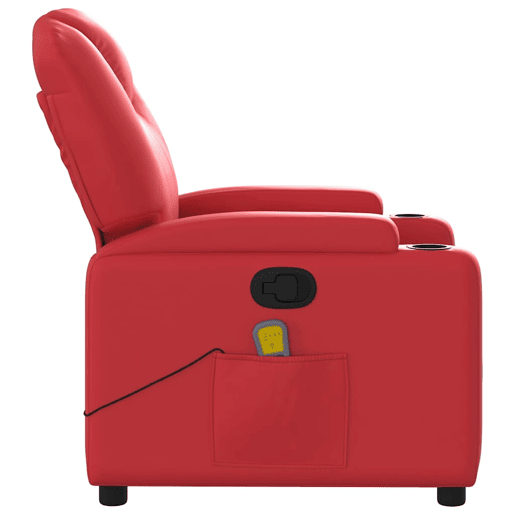 Poltrona de massagens reclinável - Poltrona relax couro artificial vermelho