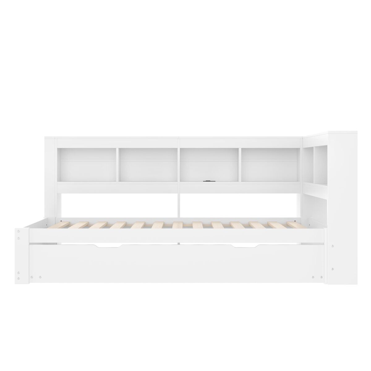Sofá cama, 90x200 cm - con cama extraíble, 2 puertos usb, con somier - blanco