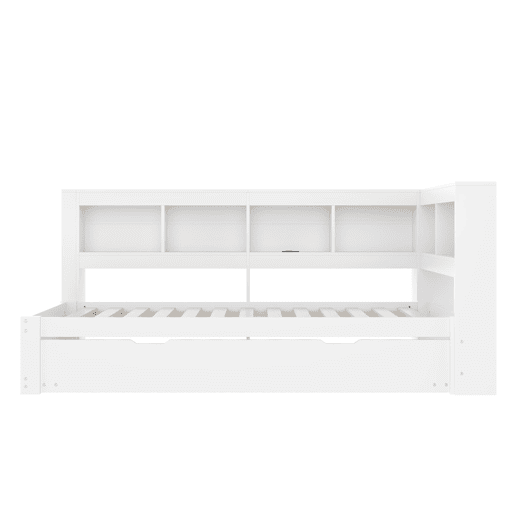 Sofá-cama, 90 x 200 cm - Com cama extraível, 2 portas USB, com estrado - Branco Sofá-cama, 90 x 200 cm - Com cama extraível, 2 portas USB, com estrado - Branco