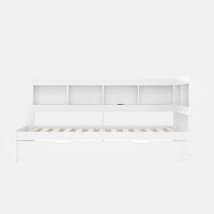 Sofá-cama, 90 x 200 cm - Com cama extraível, 2 portas USB, com estrado - Branco
