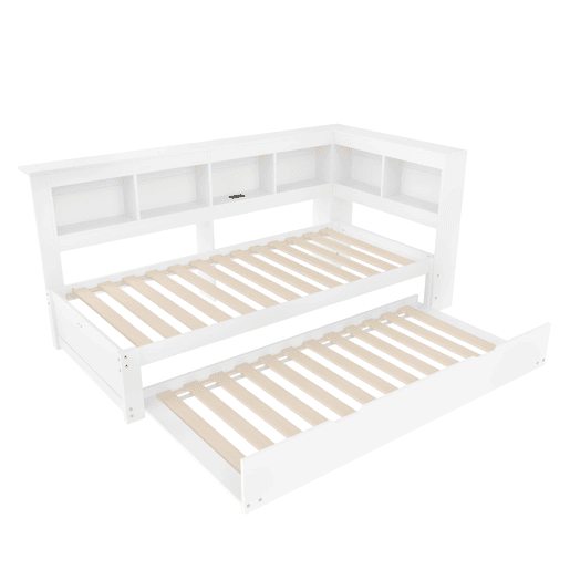 Sofá-cama, 90 x 200 cm - Com cama extraível, 2 portas USB, com estrado - Branco Sofá-cama, 90 x 200 cm - Com cama extraível, 2 portas USB, com estrado - Branco