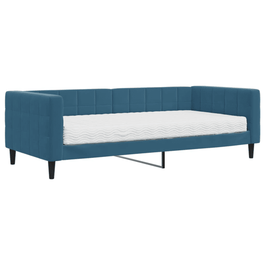 Sofá-cama, Sofá conversível com colchão 90x200 cm veludo azul