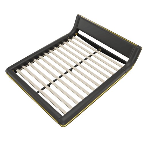 Cama plana 160x200 cm - PU, luz LED ambiente - Preto