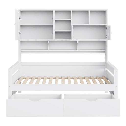 Sofá-cama de madeira 90 x 200 cm - Com arrumação, gaveta grande, cama juvenil, estrado, branco