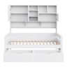 Sofá-cama de madeira 90 x 200 cm - Com arrumação, gaveta grande, cama juvenil, estrado, branco