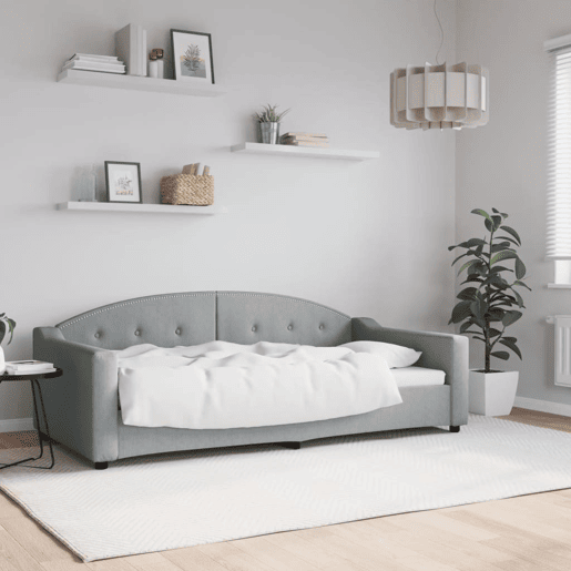 Sofá-cama, Sofá conversível 90x190 cm tecido cinzento-claro
