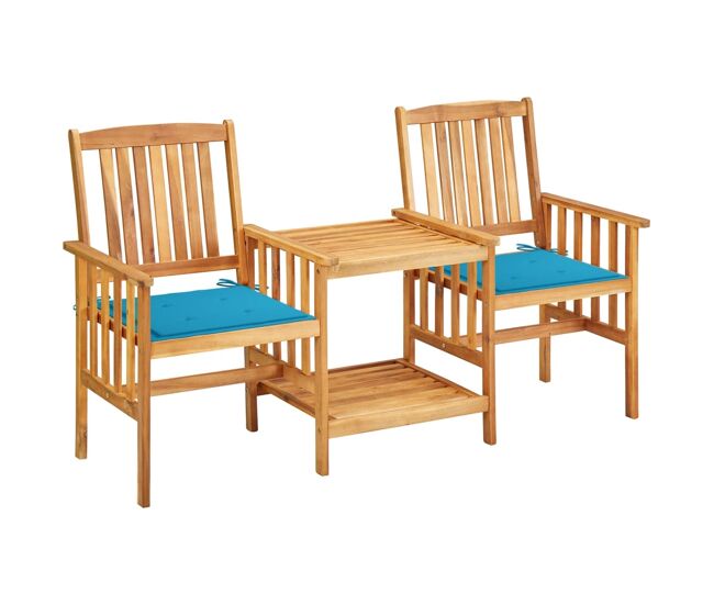 Conjunto de sillas y mesita de jardín - muebles de jardín con cojines madera maciza acacia