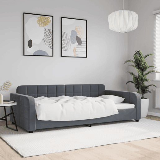 Sofá-cama, Sofá conversível 100x200 cm veludo cinzento-escuro Sofá-cama, Sofá conversível 100x200 cm veludo cinzento-escuro