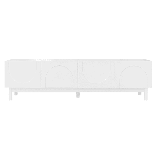 Lowboard 169 cm - Portas curvas, prateleiras e suporte para TV com pés estabilizadores - Branco