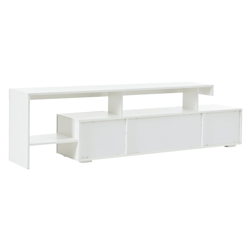 Móvel de TV 192x37x53 cm - Com 3 armários, LED, alto brilho, mesa para TV, branco