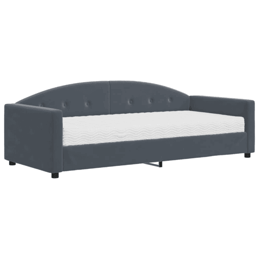 Sofá-cama, Sofá conversível com colchão 90x200 cm veludo cinzento-escuro
