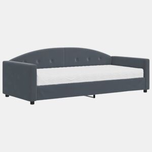 Sofá-cama, Sofá conversível com colchão 90x200 cm veludo cinzento-escuro