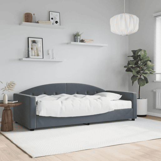 Sofá-cama, Sofá conversível com colchão 90x200 cm veludo cinzento-escuro