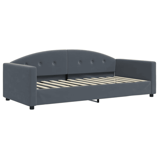 Sofá-cama, Sofá conversível com colchão 90x200 cm veludo cinzento-escuro