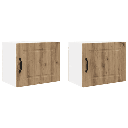 Lote de 2 Armários de cozinha suspendidos - Cozinha modular Colgantes com porta Carvalho Artesanal
