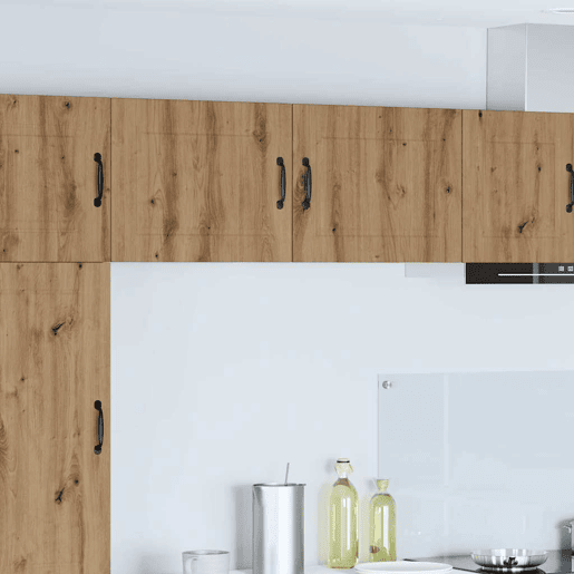 Lote de 2 Armários de cozinha suspendidos - Cozinha modular Colgantes com porta Carvalho Artesanal