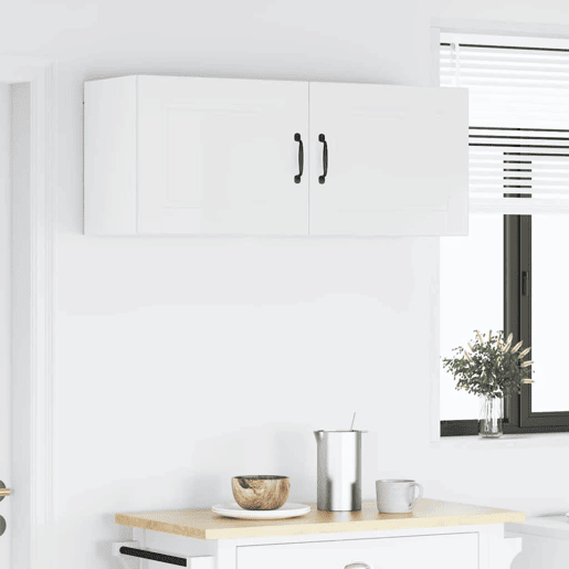 Lote de 2 Armários de cozinha suspendidos - Cozinha modular Colgantes com porta Branco Brilhante