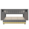 Cama estofada 180x200 cm - Com faixa LED, cabeceira com spot, USB, sem colchão, linho, cinza