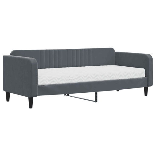 Sofá-cama, Sofá conversível com colchão 90x200 cm veludo cinzento-escuro