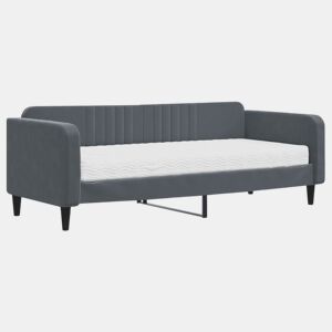 Sofá-cama, Sofá conversível com colchão 90x200 cm veludo cinzento-escuro