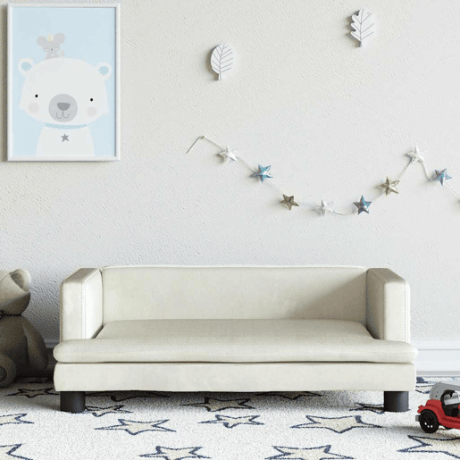 Sofá infantil, Sofá para criança 80x45x30 cm veludo cor creme Sofá infantil, Sofá para criança 80x45x30 cm veludo cor creme