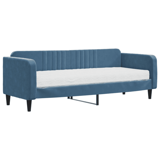 Sofá-cama, Sofá conversível com colchão 80x200 cm veludo azul