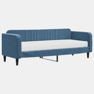 Sofá-cama, Sofá conversível com colchão 80x200 cm veludo azul