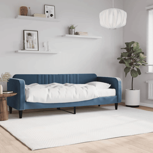 Sofá-cama, Sofá conversível com colchão 80x200 cm veludo azul