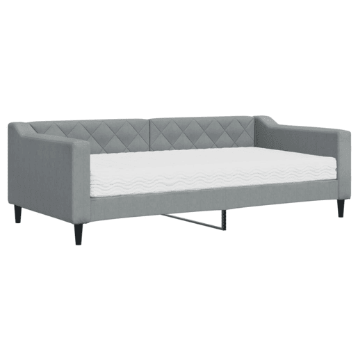 Sofá-cama, Sofá conversível com colchão 90x190 cm tecido cinzento-claro