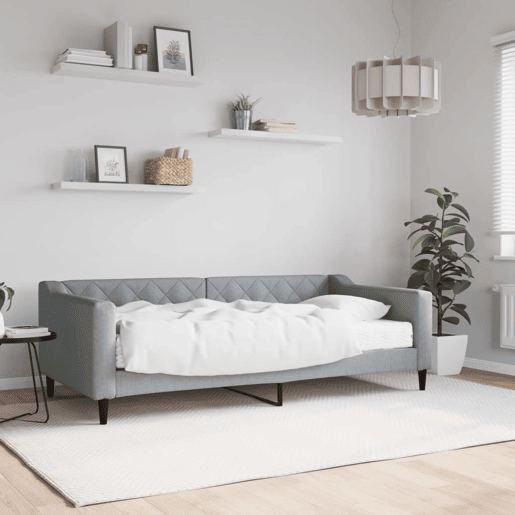 Sofá-cama, Sofá conversível com colchão 90x190 cm tecido cinzento-claro