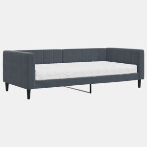 Sofá-cama, Sofá conversível com colchão 90x200 cm veludo cinzento-escuro