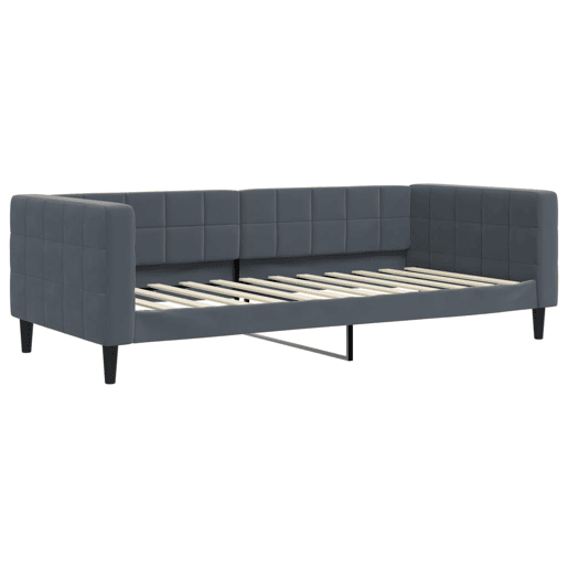 Sofá-cama, Sofá conversível com colchão 90x200 cm veludo cinzento-escuro