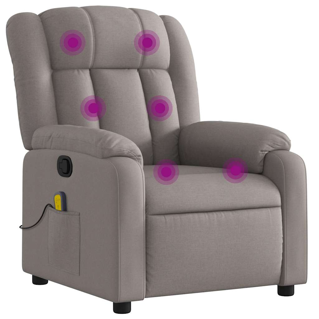 Sillón de masaje reclinable - sillón relax de tela gris taupé
