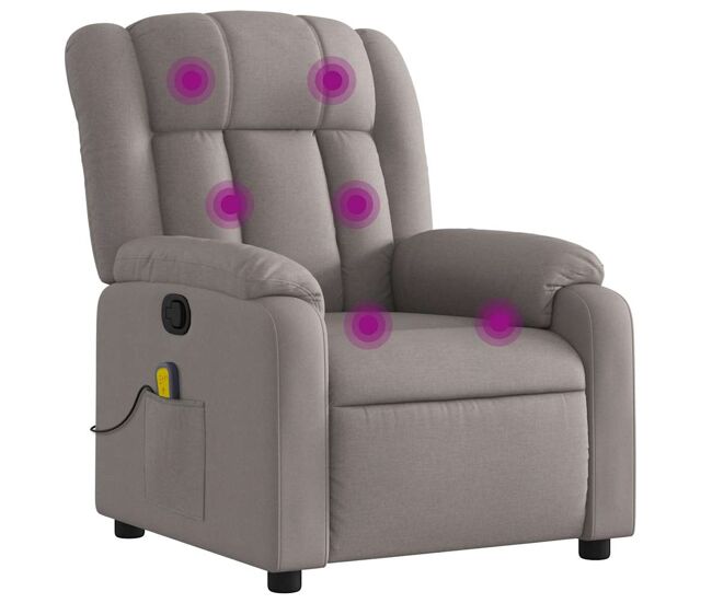 Sillón de masaje reclinable - sillón relax de tela gris taupé