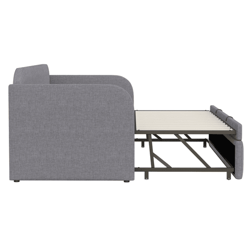 Sofá-cama 90180*190 cm - Com riscas verticais, com estrado, multifuncional, linho, cinzento
