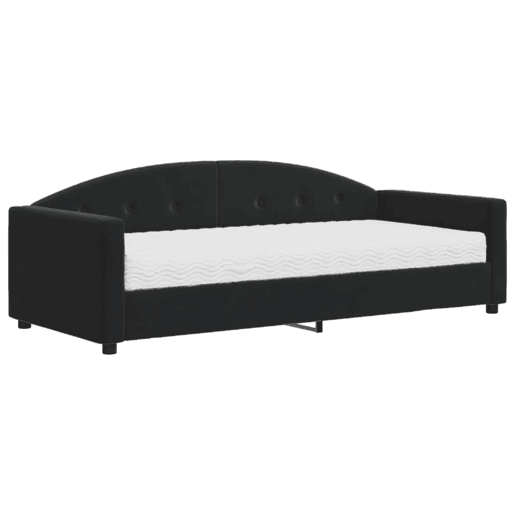 Sofá-cama, Sofá conversível com colchão 90x190 cm veludo preto