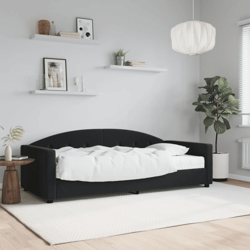 Sofá-cama, Sofá conversível com colchão 90x190 cm veludo preto