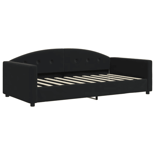 Sofá-cama, Sofá conversível com colchão 90x190 cm veludo preto