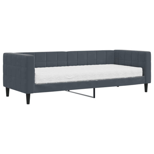 Sofá-cama, Sofá conversível com colchão 80x200 cm veludo cinzento-escuro