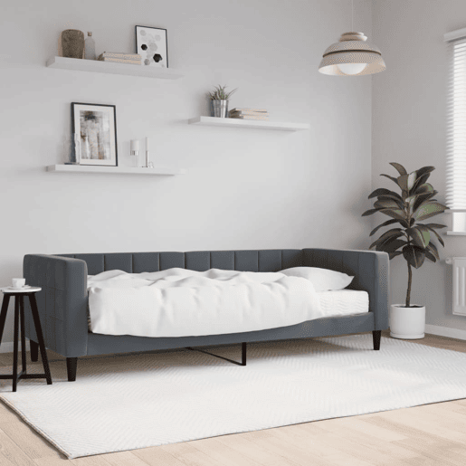 Sofá-cama, Sofá conversível com colchão 80x200 cm veludo cinzento-escuro