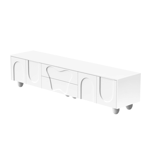 Móvel de TV 180 cm - Minimalista com pés de madeira, design elegante - Branco