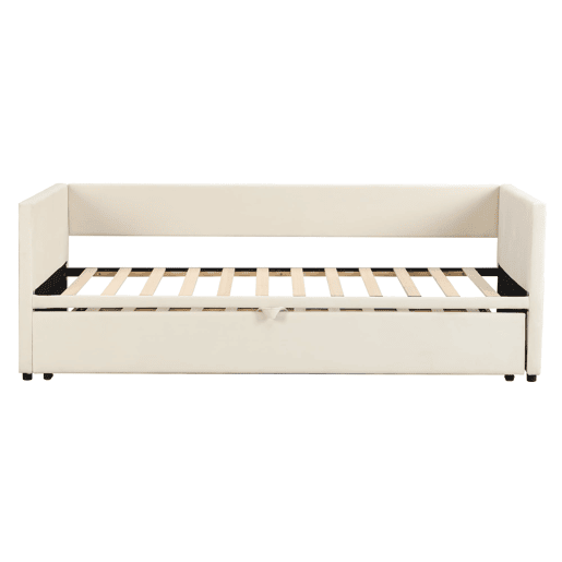Sofá-cama 90180*200 cm - Com estrados, multifuncional, tecido de veludo bege