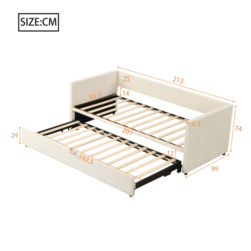 Sofá-cama 90180*200 cm - Com estrados, multifuncional, tecido de veludo bege