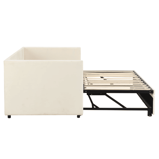 Sofá-cama 90180*200 cm - Com estrados, multifuncional, tecido de veludo bege