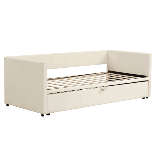 Sofá-cama 90180*200 cm - Com estrados, multifuncional, tecido de veludo bege
