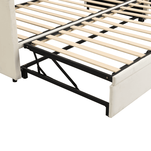 Sofá-cama 90180*200 cm - Com estrados, multifuncional, tecido de veludo bege